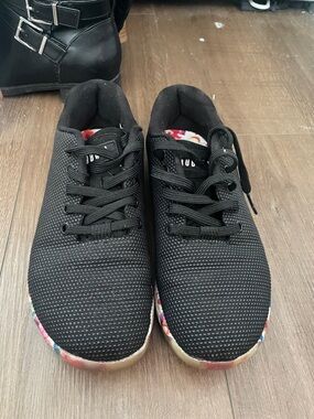 NoBull Black Mesh Athletic Sneakers with Floral Trim